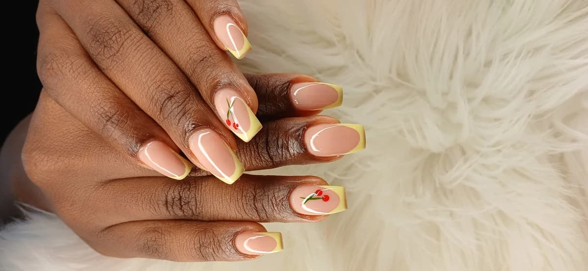 Acrylic full set with cat eye gel design at Glit Nails Osu Accra