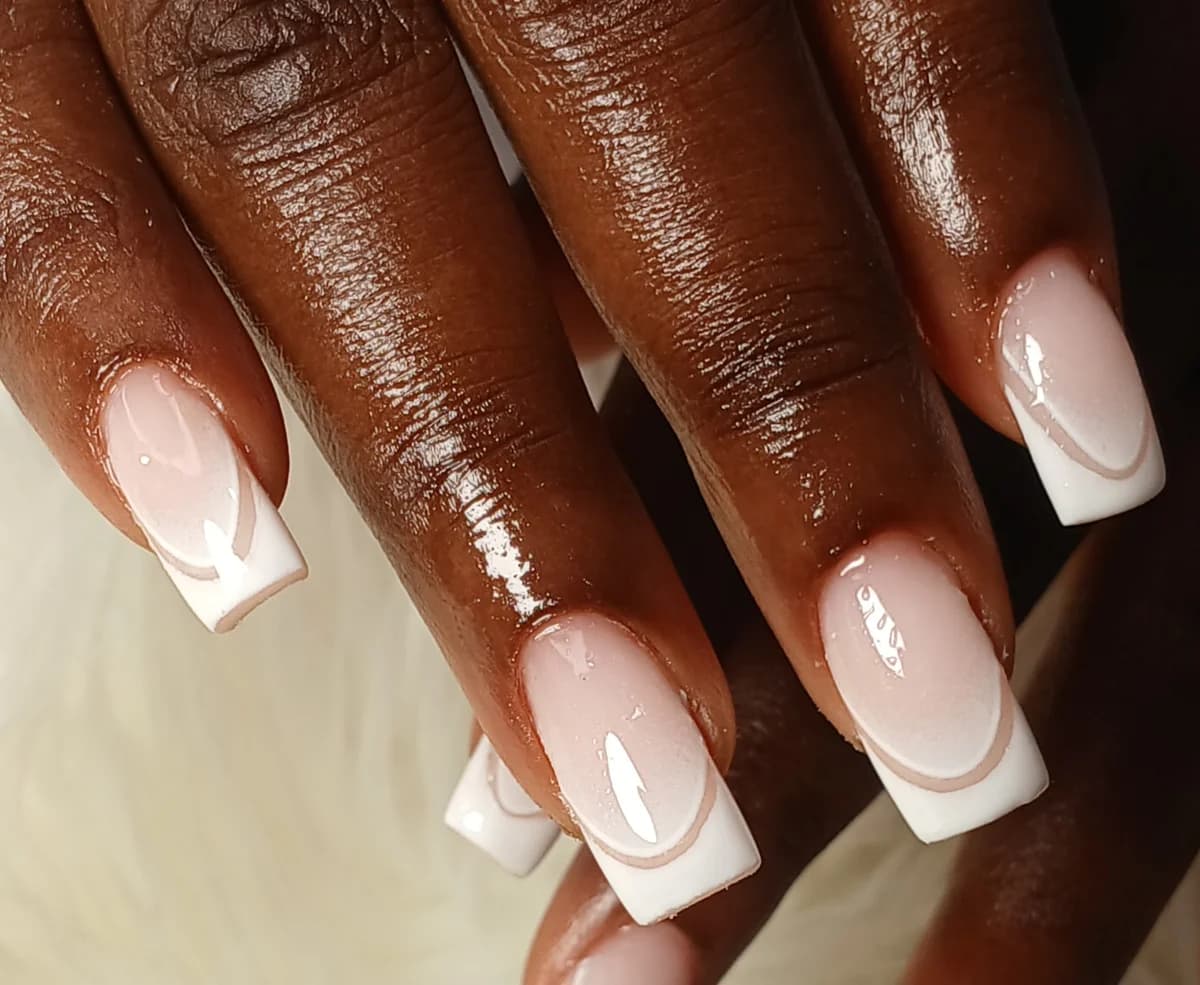 Acrylic nails with dark berry colour at Glit Nails 28th February Road