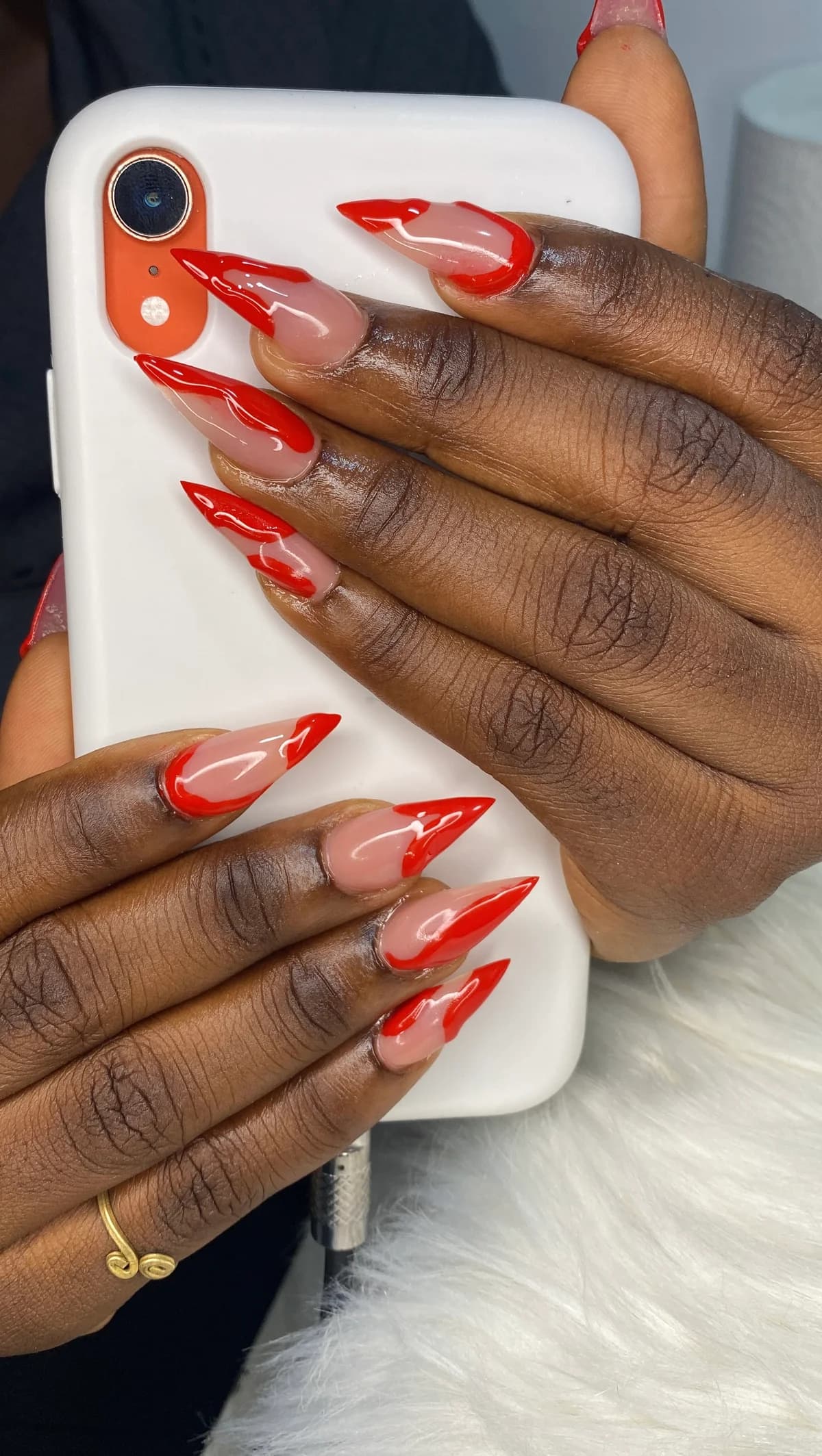Acrylic full set with detailed nail art at Glit Nails Osu Accra Ghana