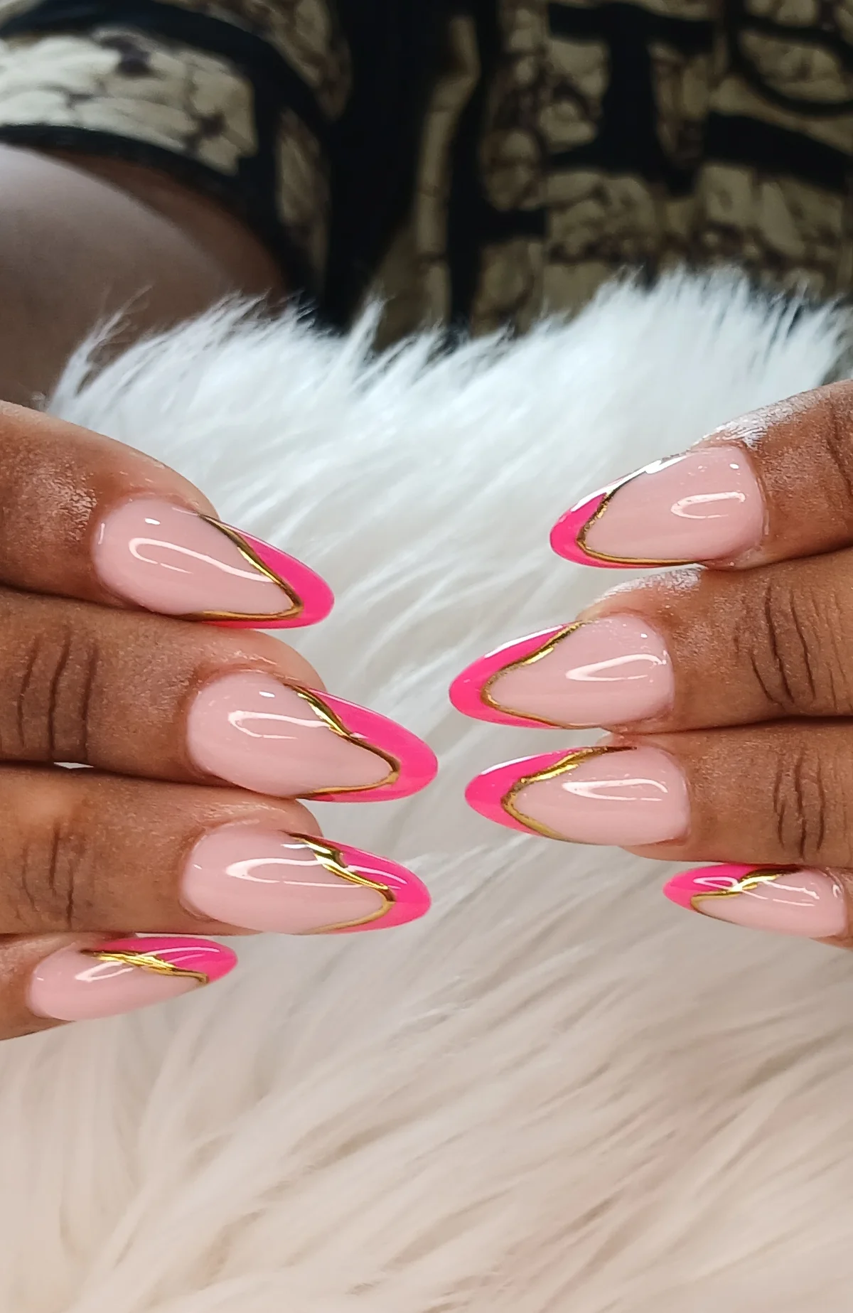 Poly Gel nail set with glitter gradient created at Glit Nails Osu